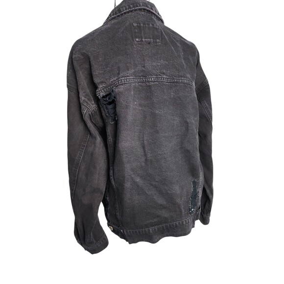 Forever 21 Womens  Distressed Denim Jacket Sz Large Destroyed Grunge Bold Punk - Picture 10 of 10